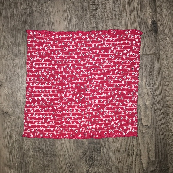 Brandy Melville Red Flowery Tube Top - Picture 3 of 5